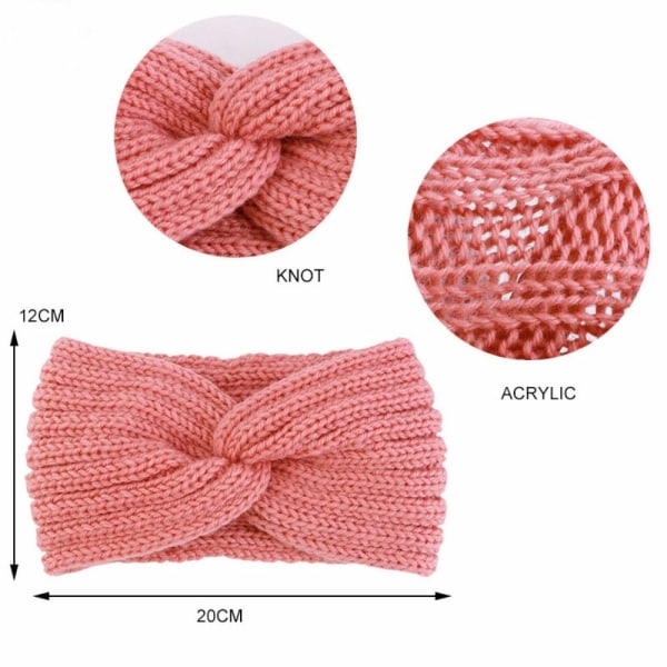 Strikket Cross pannebånd Elastiske hårbånd ROSA Pink