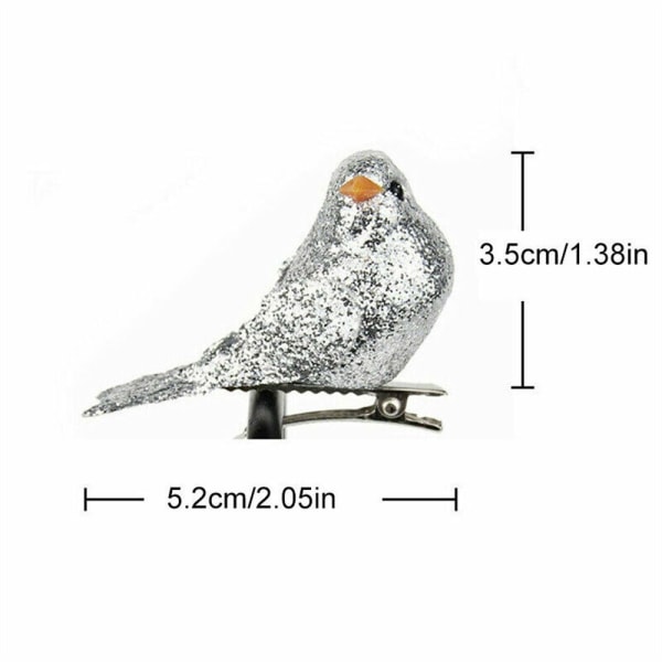 12st Mini Fake Birds Xmas Tree Ornaments GULD