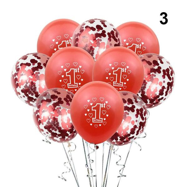 10 stk Lateksballongsett Konfettiballong 1. bursdag 3