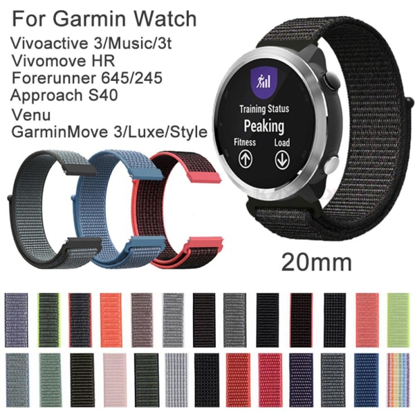 20 mm watch band Nylon loop band Armband 12-GRÅ