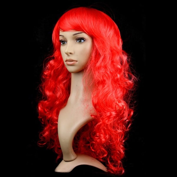 Kvinder paryk krøllet hår paryk RØD red | red | Fyndiq