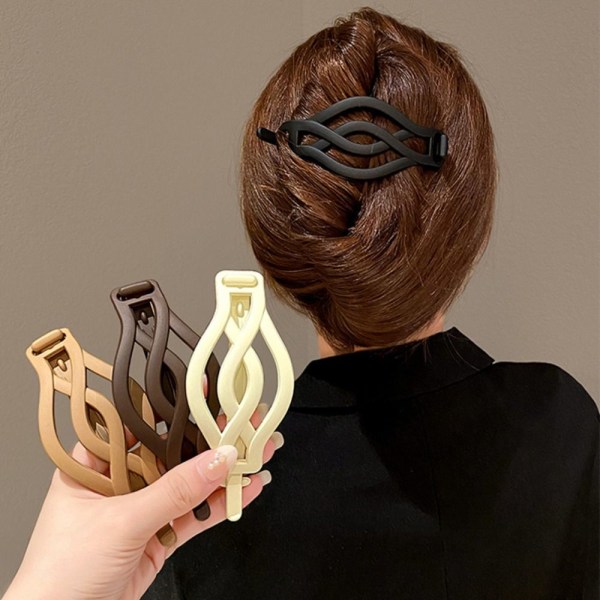 Frost Black Hair Bun Hollow Hair Clip KHAKI khaki