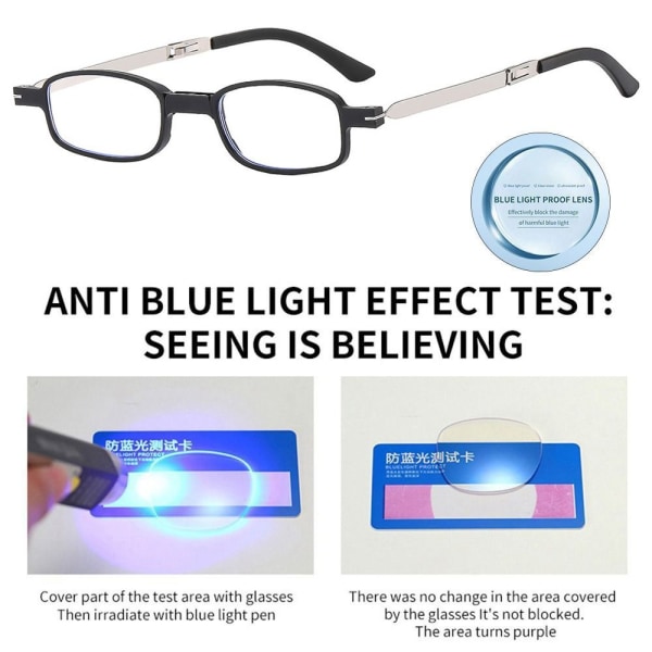 Anti-blåt lys læsebriller Foldbare briller SORT Black Strength 250 91c1 |  Black | Strength 250 | Fyndiq