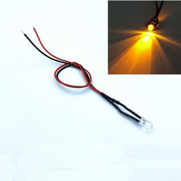 10 stk. Pre-wired LED LED-lysdioder GUL 10MM 10MM yellow 10mm-10mm