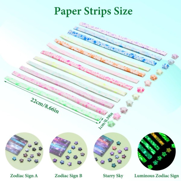 4 Pack Origami Star Paper Luminous Origami Paper Strips Lucky 4 Pack-1830 Sheets