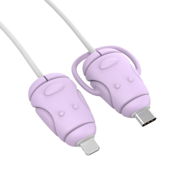 Kabelbeskytter Lader Kabel Beskyttelsesdeksel LILLA TYPE TIL Purple TypeC to iOS-TypeC to iOS