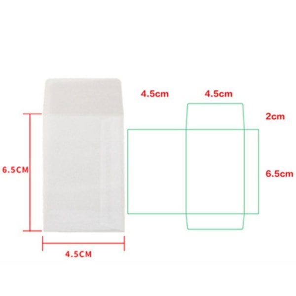 100 kpl/erä Tyhjä läpikuultava kirjekuori Sulfaattipaperi kirjekuori 4.5x6.5cm