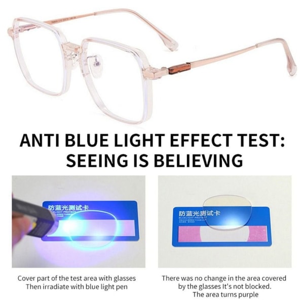 Anti-Blue Light Lasit Neliömäiset Silmälasit PINK PINK Pink