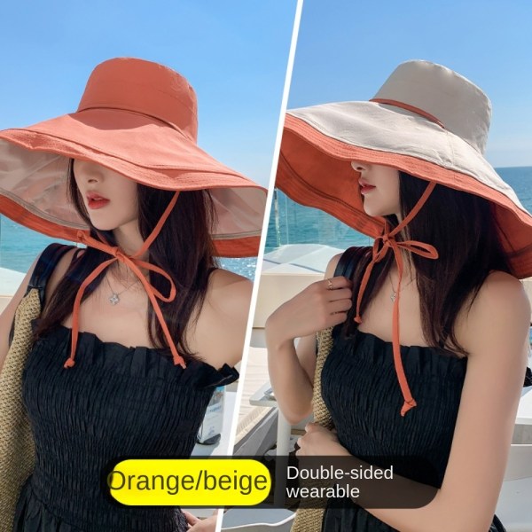 Naisten aurinkosuojahattu Big Brim -hattu ORANSSI Orange