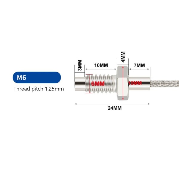 Skruvsond Temperatursensor K Typ Termoelement 2-meters ledning