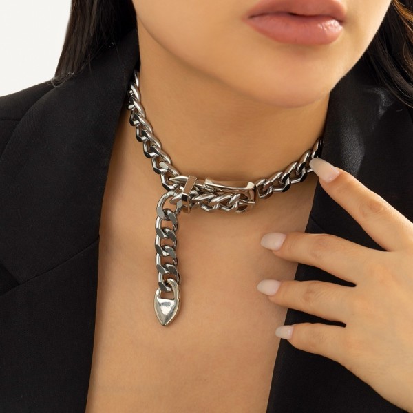 Chunky Choker halskæde tyk kæde halskæde SØLV silver ac99 | silver | Fyndiq