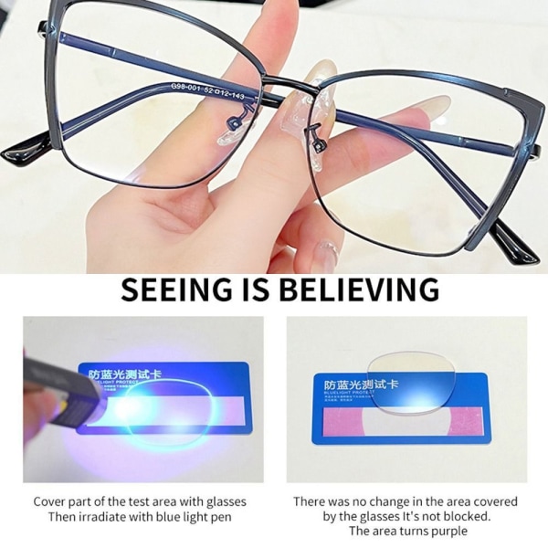 Anti-Blue Light Briller Firkantede Briller SVART GULL