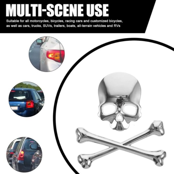 2Sets Skull and Bones Metal Emblem Decals 3D Metal Badge Gold