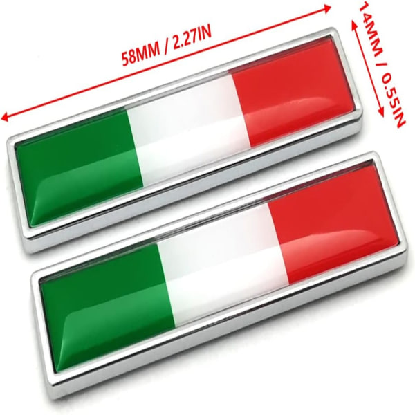 2 STK Italiensk Italia flaggemblem Bilklistremerker Trefarget bil