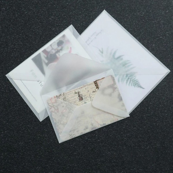 100 stk/parti Blank gennemskinnelig konvolut Sulfat papir konvolut