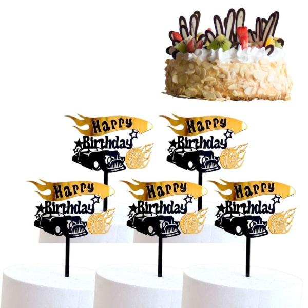 5 stk Bilkage Topper Racerbil dekoration Cupcake Dekor 40ff | Fyndiq