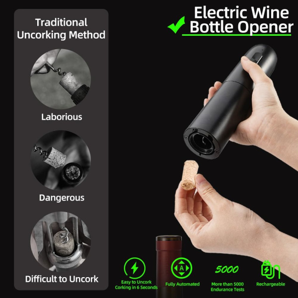 Sähköinen viininavaaja, automaattinen korkkiruuvi LADATTAVA PRO  Rechargeable Pro 06f9 | Rechargeable Pro | Rechargeable Pro | Fyndiq
