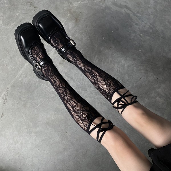 Lolita Jk Socks Lace Split Toe Socks MUSTA Black