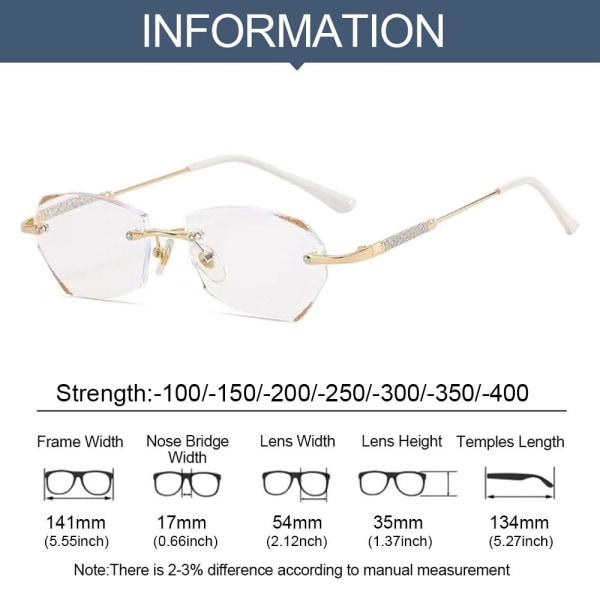 Myopia Briller Anti-Blue Light Briller GULD STYRKE 150 Gold Strength 150  1a48 | Gold | Strength 150 | Fyndiq