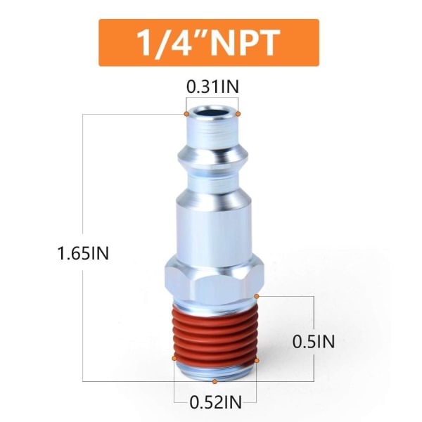 10-Pack NPT Male Industrial Air Plug 1/4'' Pneumatic Plugs Air