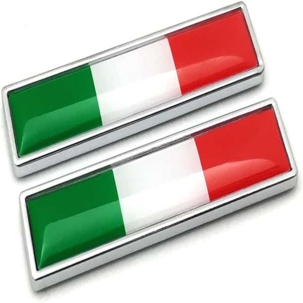 2 STK Italiensk Italia flaggemblem Bilklistremerker Trefarget bil