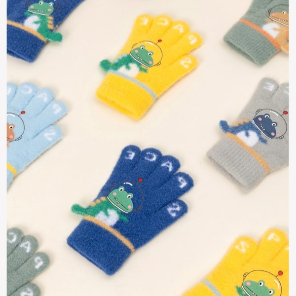 Stickade handskar för barn Stickade yllehandskar GRÖN Green