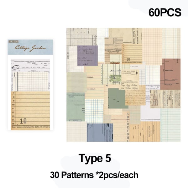 60ST Scrapbook Material Papper Retro Blommönster TYP 5 TYP