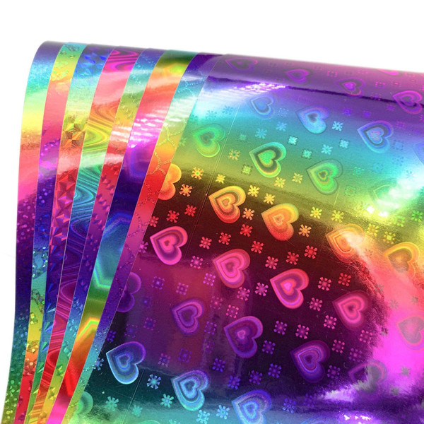 12x8-tommers selvklebende vinylrull holografisk regnbuelim