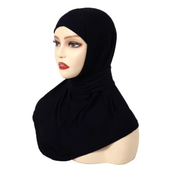 Muslimsk Turban Head Wraps skjerf SVART Black