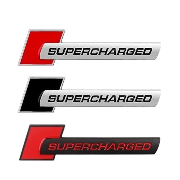 3 stk Metal Supercharged Emblem 3D Logo Letter Auto Badge Decal