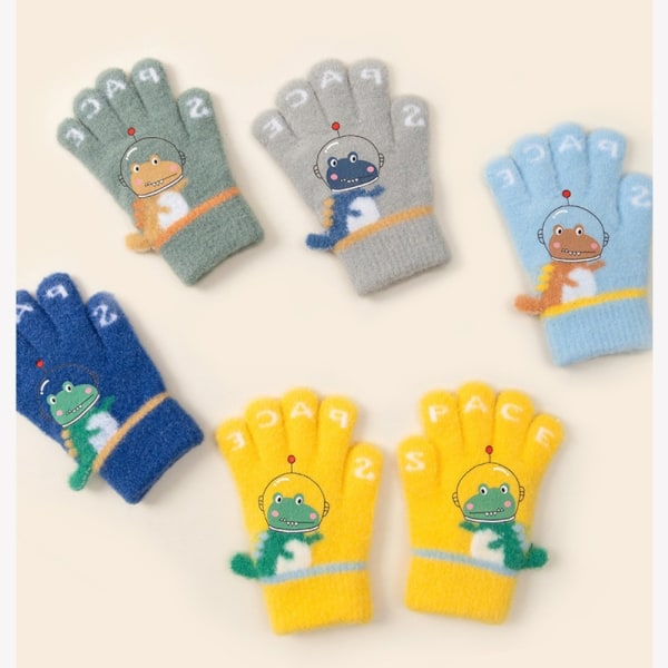 Stickade handskar för barn Stickade yllehandskar GUL Yellow