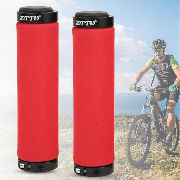 1 par halkfria svampgrepp för mountainbikestyre (röd)