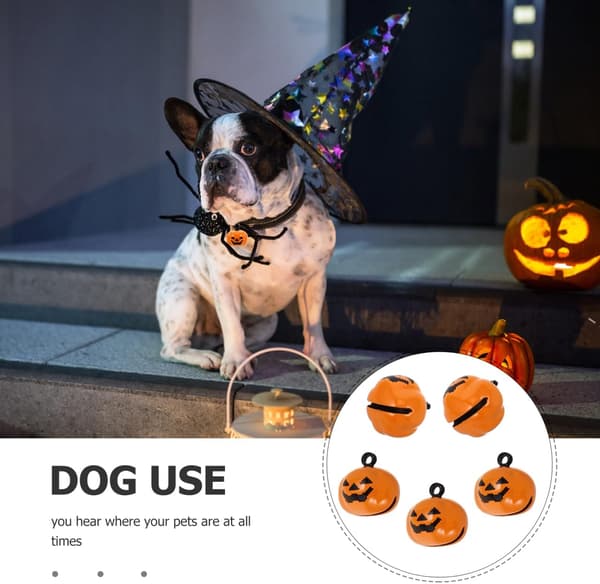 Sæt med 5 mini Halloween græskarklokker, græskarklokker, Jack O'Lantern charms til Halloween efterårsdekorationer