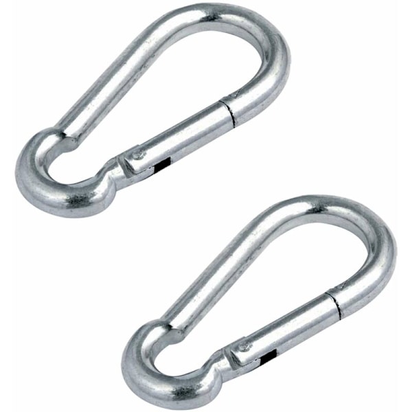 2x stålkarbinhakar, 10 mm diameter x 100 mm längd