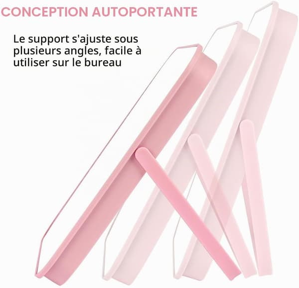 1 st Ultra High Definition Sminkspegel, Rosa Sminkspegel 220x155mm, Vikbart Skrivbordsstativ, Bärbar Design