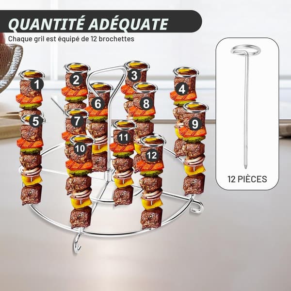 Airfryer-ristsett, inkludert 12 spyd, rustfritt stål, gjenbrukbart risttilbehør.