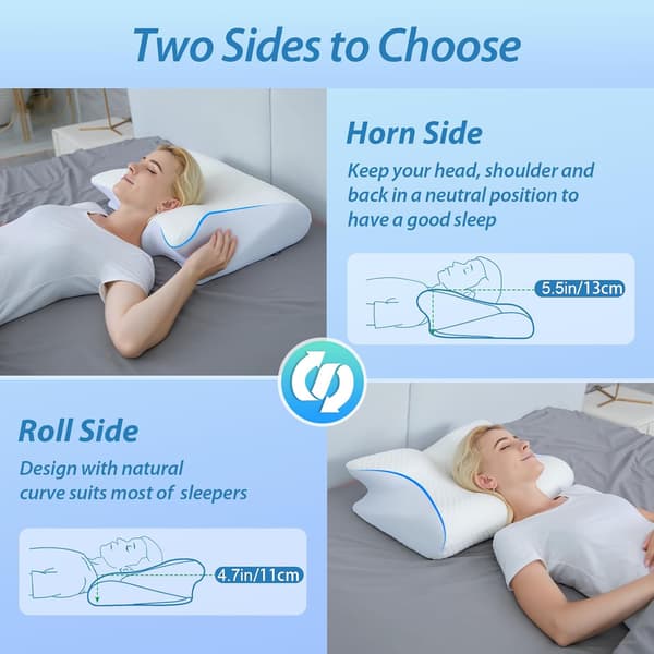 Ergonomisk Cervical Kudde, 2 i 1 Ortopedisk Memory Foam Nackkudde, 60 x 40 x 11/13cm