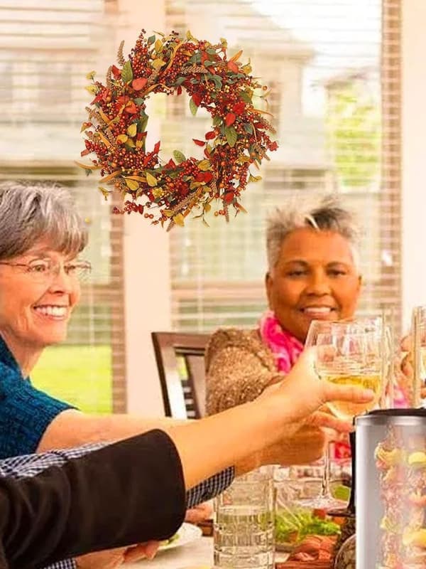 Høstkranser til inngangsdør, høstdekorasjon, inngangsdør til Thanksgiving Day, kunstig lønneblad dør