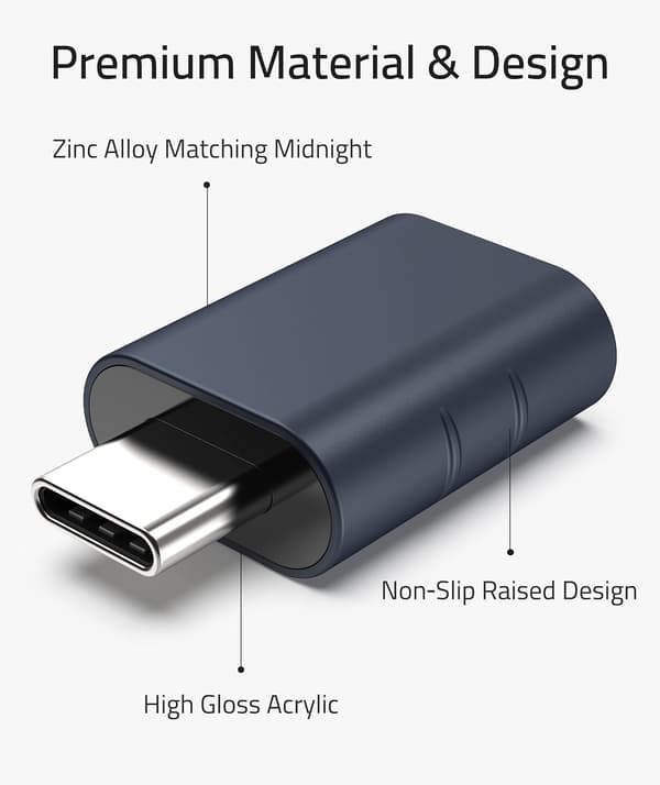 USB C till USB Adapter (2-pack), USB-C Hane till USB3.0 Hona Adapter Kompatibel med MacBook Pro efter 2016, MacBook Air efter 2018 Dark Blue