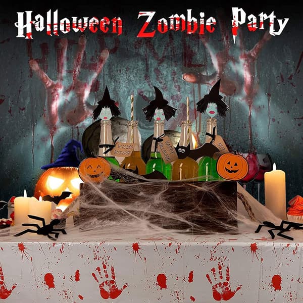 Halloween Borddekoration - Skræmmende Rektangulær Blodig Dug til Halloweenfest