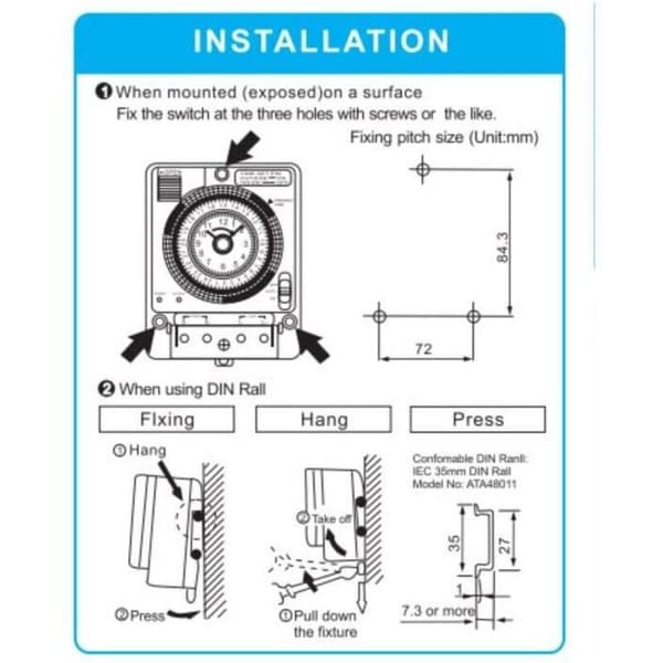Analogt ur mekanisk timer switch - til 24-timers systemautomatisering, gadebelysning osv.