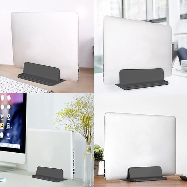 Vertikal Laptop Stand - Justerbar Skrivebordsholder (sort)