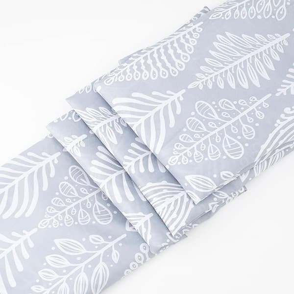Grå Duschdraperi med Lövmönster, Anti-Mögel, Mögelresistent | Vattenavvisande Tyg | 100% Polyester