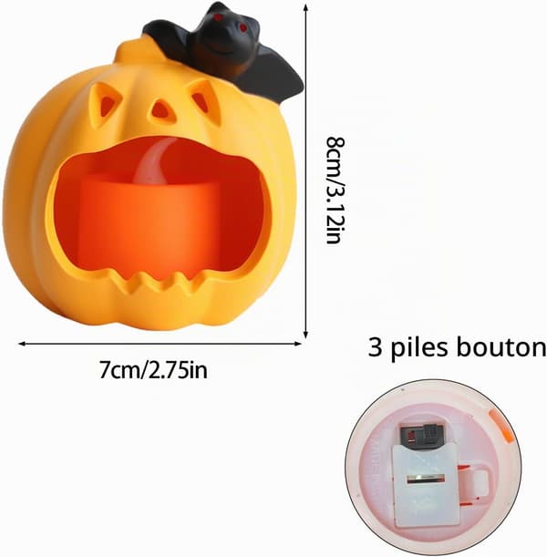 3-delt gresskarlykt Halloween-dekorasjon, innendørs/utendørs lysende gresskar Halloween telys LED