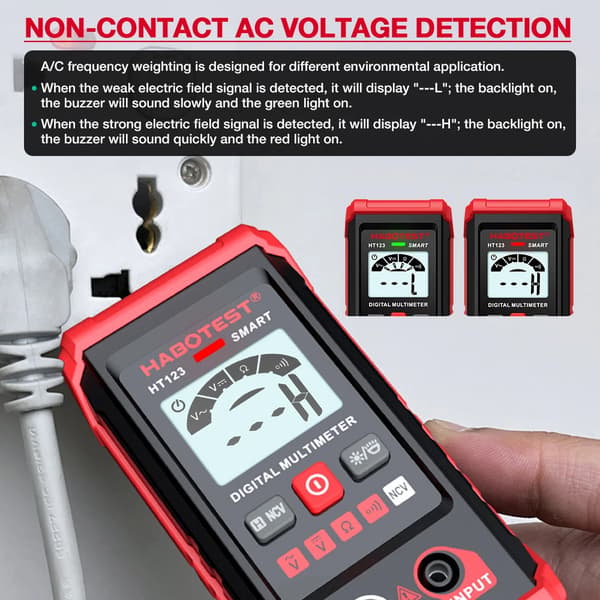 Digitalt Multimeter Auto-Ranging Spændingstester Voltmeter Med Berøringsfri Spændingsmåling