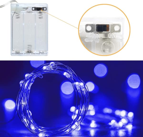 3M 30 Micro LED-ljusslinga, batteridriven, dekorationsbelysning för sovrum, jul, bröllop, fest, hem (blå)
