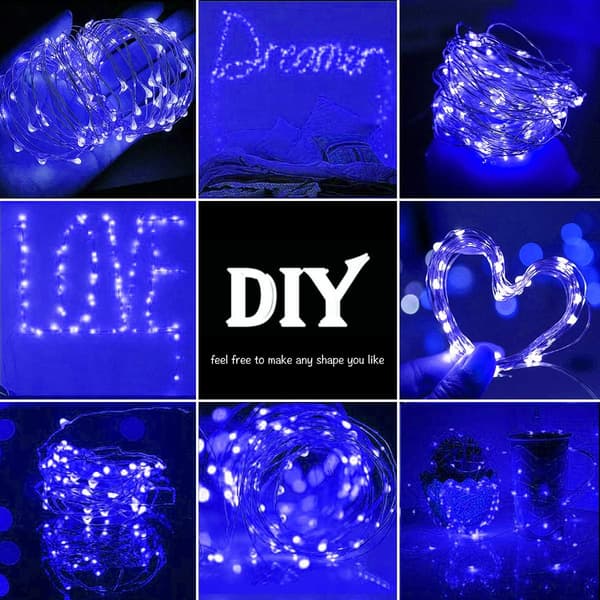 3M 30 Micro LED-ljusslinga, batteridriven, dekorationsbelysning för sovrum, jul, bröllop, fest, hem (blå)