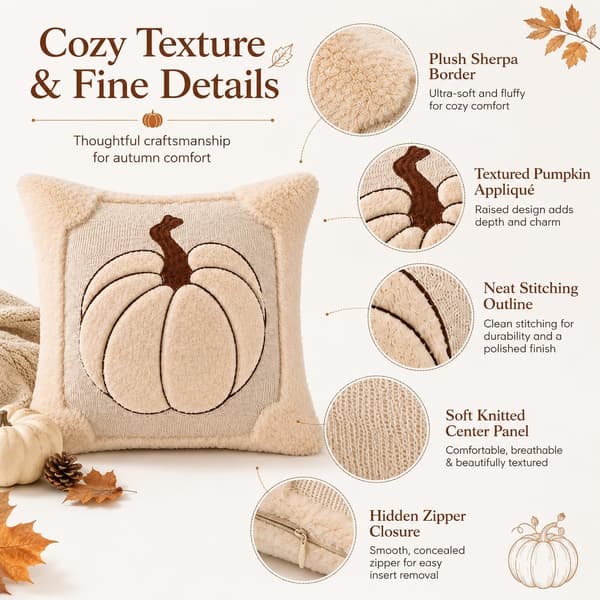 Sett med 2 høstputetrekk - 45 x 45 cm Beige høstputetrekk, til soverom, Halloween, Thanksgiving
