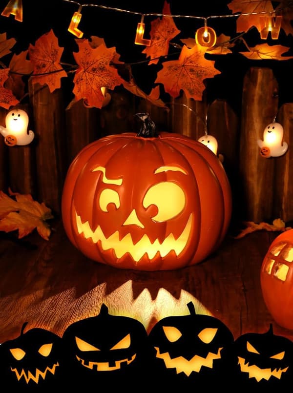 pc Halloween gresskarpynt - hule LED-lykter - lysende lysestaker - utendørsdekorasjoner