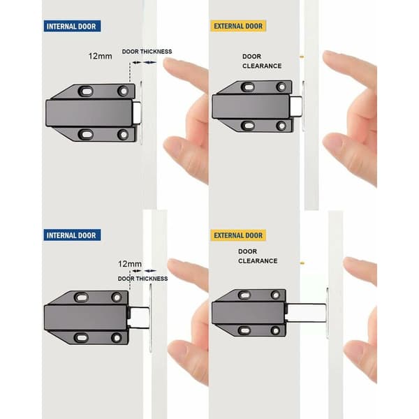 Magnetisk tryklås, 4-delt tryk-for-at-åbne dørdæmper til skabe - Sort